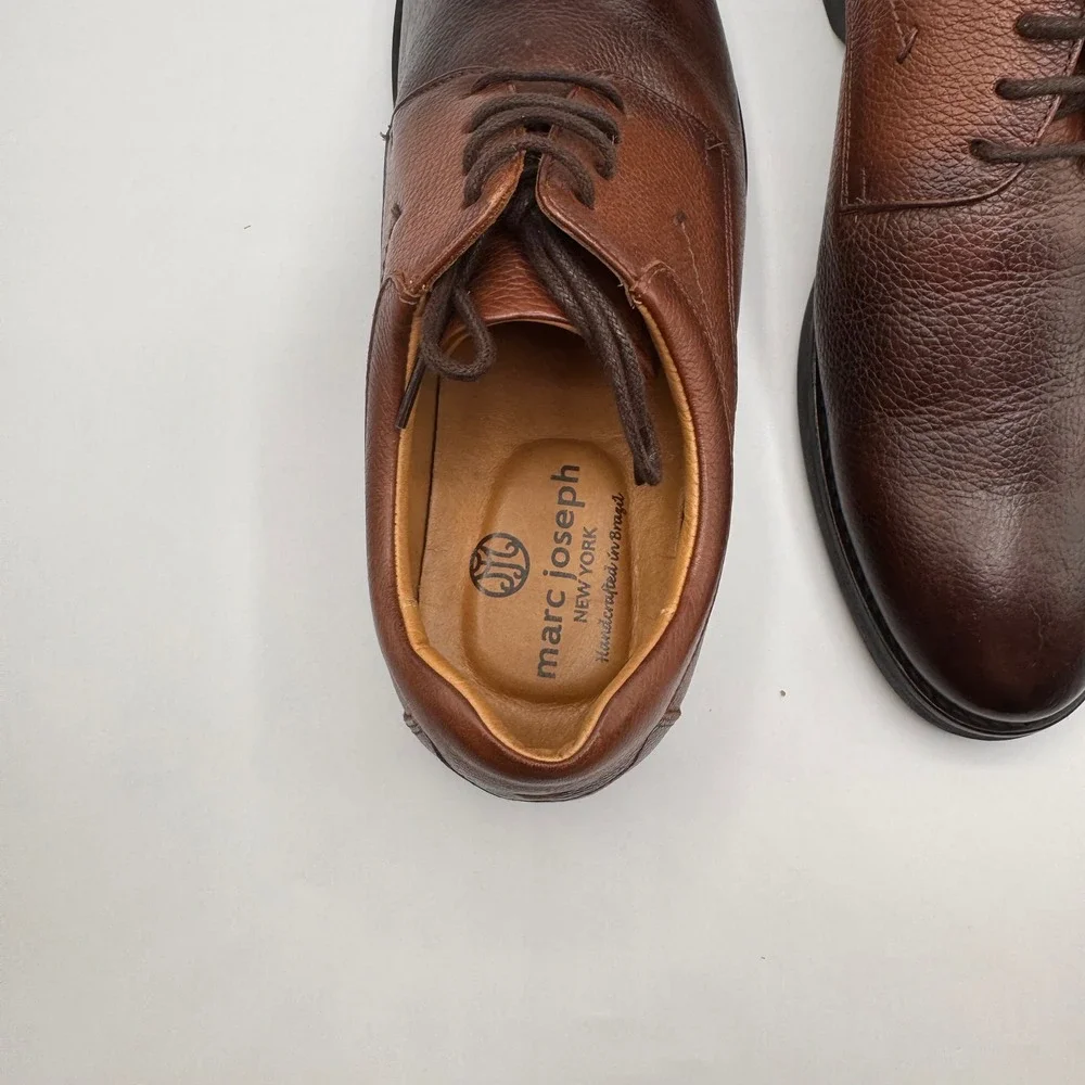 Marc Joseph New York Men's 8 100% Leather Dress Shoes Comfort Oxfords Brown NWOB